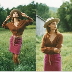 Anthropologie Pilcro Talia Corduroy Mini Skirt pink office career sz 4 mini 923